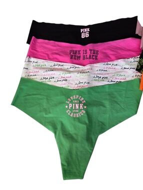 Victoria’s Secret PINK NWT Seamless Thong Bundle Halloween Bats Logo 9 Pack XXL